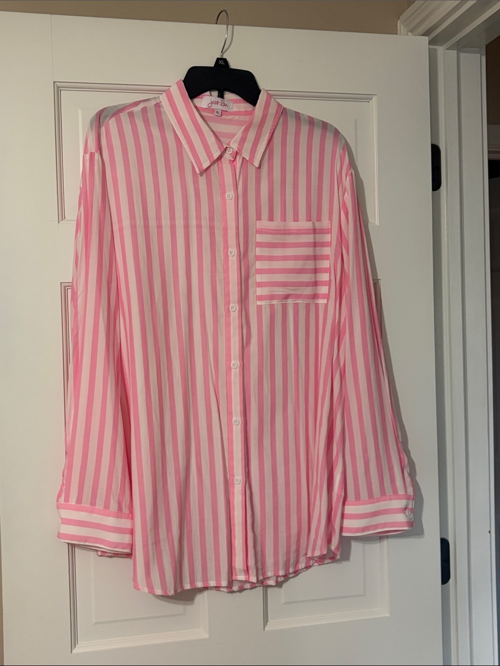 Jess Lea Button-Down Pink Striped Women’s Shirt